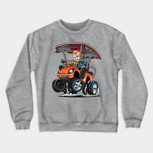 Funny Golf Cart Hotrod Golf Car Popping a Wheelie Cartoon Crewneck Sweatshirt